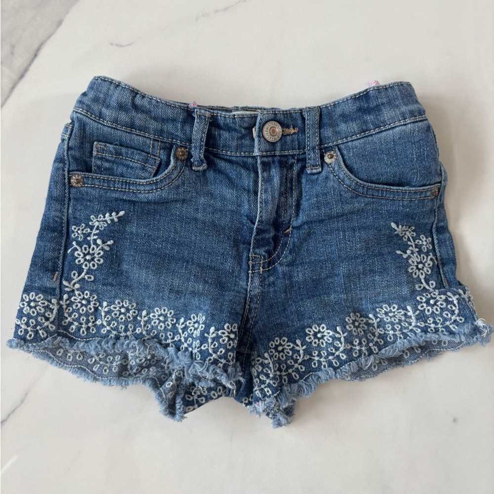 Levi's Blue Jean Shorts with White Embroidery - Picture 2 of 5